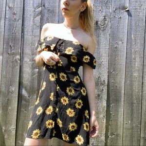 Zaful Off the Shoulder Sunflower Sundress